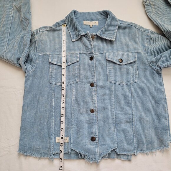 Simply Southern Jacket Distressed Blue Corduroy Long Sleeve Button Medium Boho - Picture 7 of 12
